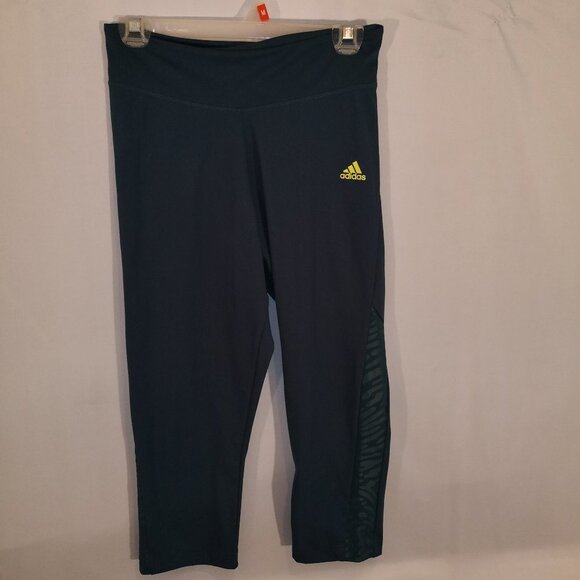 Adidas Aeroready Ladies Teal Color Capri Length Workout Leggings - Picture 1 of 7